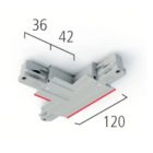 T-Verbinder zu 3 Phasen-Einbauschiene Schutzleiter außen-rechts schwarz