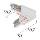 3~ Onetrack by Eutrac 90° Eckverbinder mit Einspeisemöglichkeit Schutzleiter innen, weiß 7-pol.