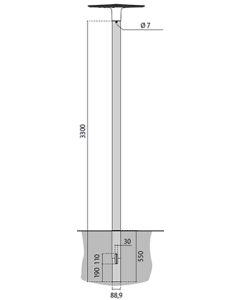Mast zu SERTO L zum Eingraben LPH=2800mm (Gesamtlänge 3300mm) anthrazit