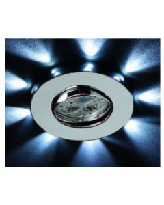 Einbaustr. Ufo schwenkb. 9 LEDs Blau + GU10 chrom gebürstet Ø=97mm
